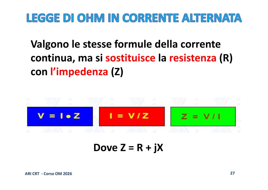 Legge di Ohm con Impedenza